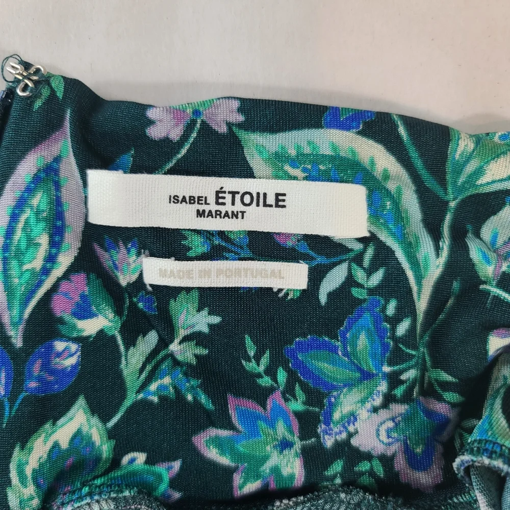 Isabel Marant Étoile Jewel Green Floral Turtleneck Blouse | Women’s Size 4 Light - Picture 6 of 11